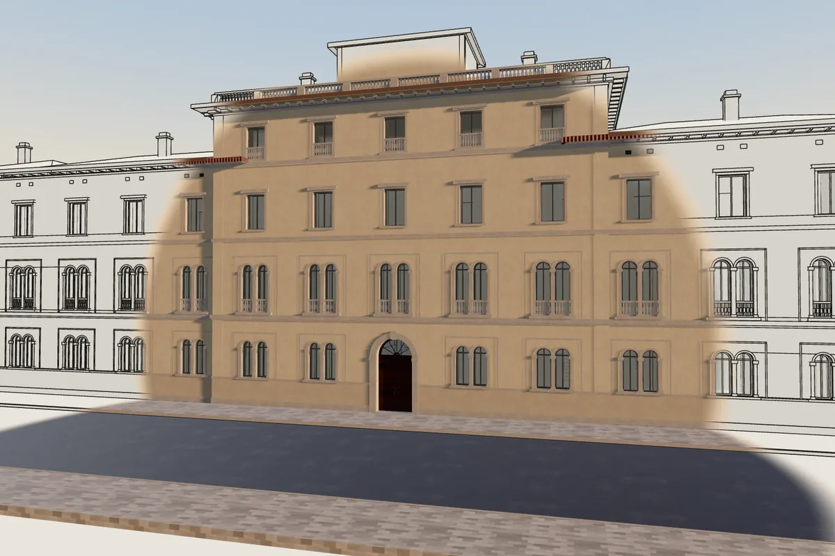 Umberto I Palace: la facciata su via Vittorio Emanuele passa dal disegno ai materiali